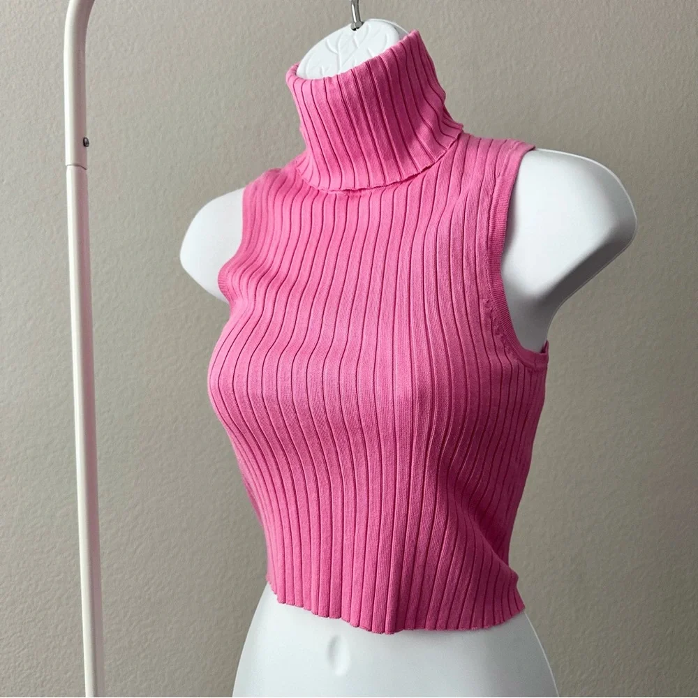 ZARA Ribbed Sleeveless Turtleneck Top - Picture 5 of 8